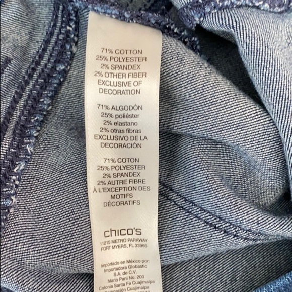 - Chico’s Capri Cotton Blend Front Faux Pockets - Picture 6 of 8
